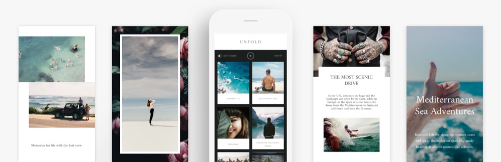 Templete di Unfold app per Instagram stories