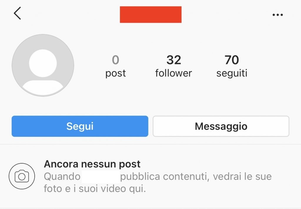 Esempio di profilo fake su Instagram